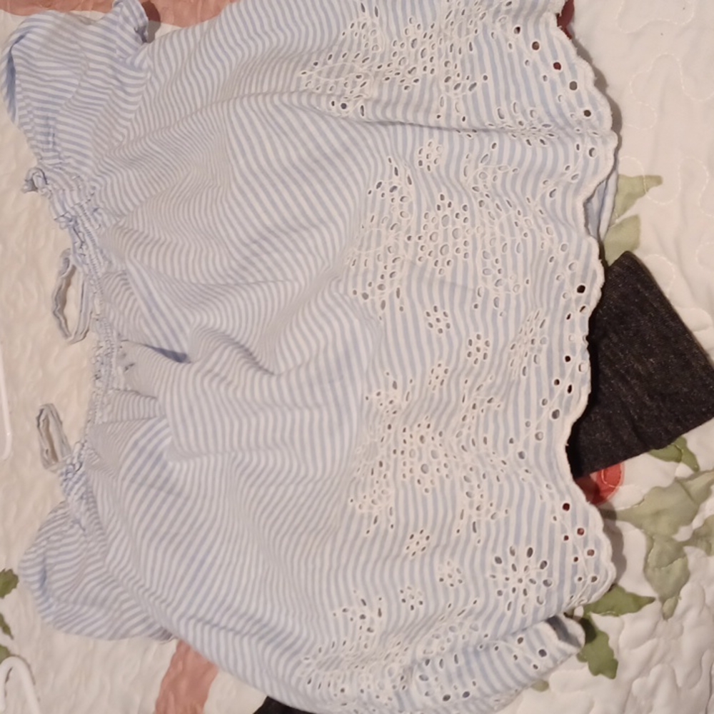 Blue and white striped blouse
